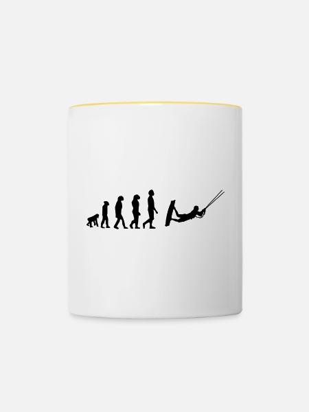Kiteboard,Kiteboarder,Kite,Kiteboarding,Meer,Board - Tasse zweifarbig - Weiß/Gelb