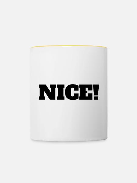 Nice! - Tasse zweifarbig - Weiß/Gelb