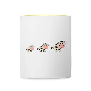 Kuh Kühe Comic - Tasse zweifarbig - Weiß/Gelb - Vorne