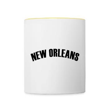 new orleans shirt - Tasse zweifarbig - Weiß/Gelb - Vorne