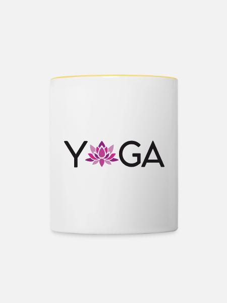 Yoga Geschenkidee - Tasse zweifarbig - Weiß/Gelb