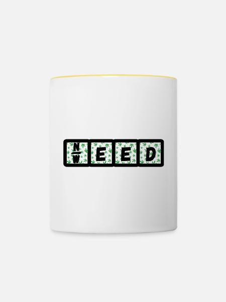 Need Weed - Tasse zweifarbig - Weiß/Gelb