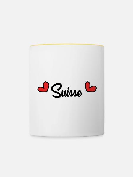 SCHWEIZ. LAND. GENF - Tasse zweifarbig - Weiß/Gelb