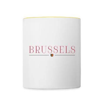 Brussels, Belgium Elegance T-Shirt - Contrasting Mug - white/yellow - Front