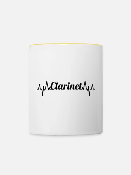 Klarinette EKG Herzlinie - Tasse zweifarbig - Weiß/Gelb