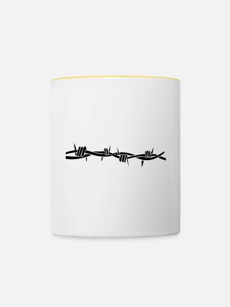 stacheldraht - Tasse zweifarbig - Weiß/Gelb