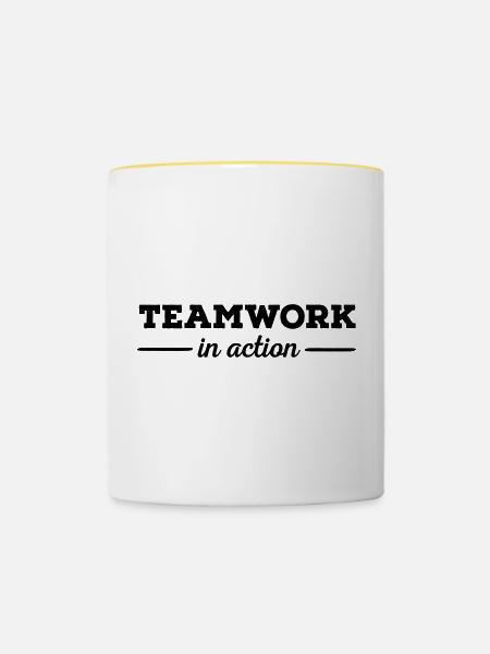6061912 121161696 Teamwork - Tasse zweifarbig - Weiß/Gelb