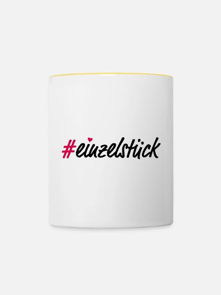 Einzelstück - Tasse zweifarbig - Weiß/Gelb