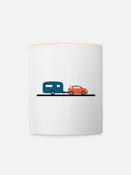 Auto - Tasse zweifarbig - Weiß/Gelb