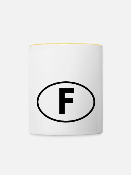 F - Tasse zweifarbig - Weiß/Gelb