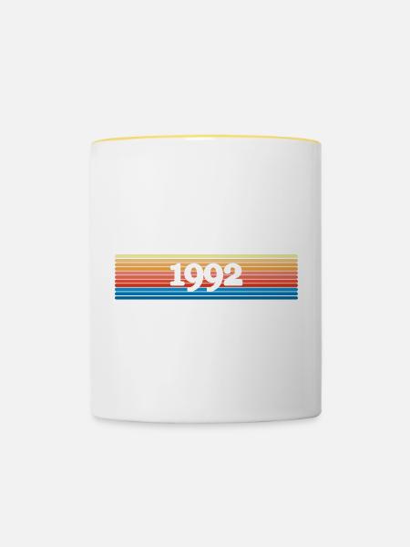 Regenbogen Jahr 1992 - Tasse zweifarbig - Weiß/Gelb