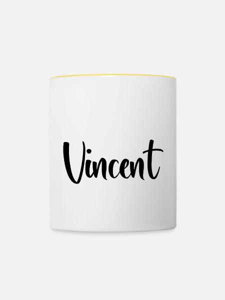 Vorname Vincent - Tasse zweifarbig - Weiß/Gelb