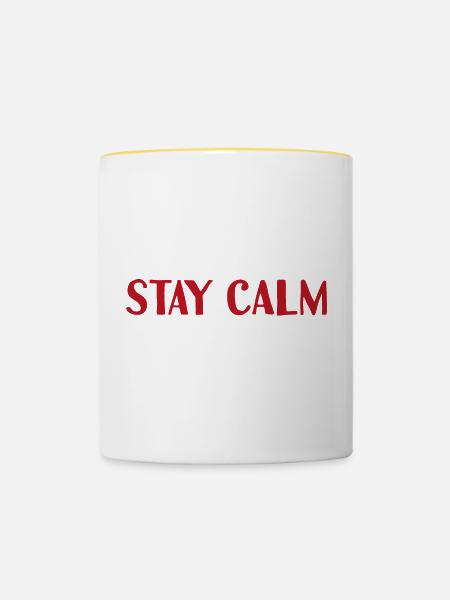 Stay Calm - Tasse zweifarbig - Weiß/Gelb