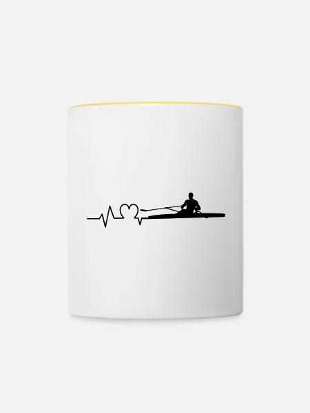 Rudern Herzschlag Ruderer Einer - Tasse zweifarbig - Weiß/Gelb