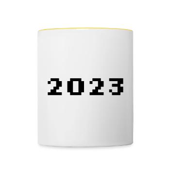 2023 - Jahr - Jahreswechsel - Tasse zweifarbig - Weiß/Gelb - Vorne