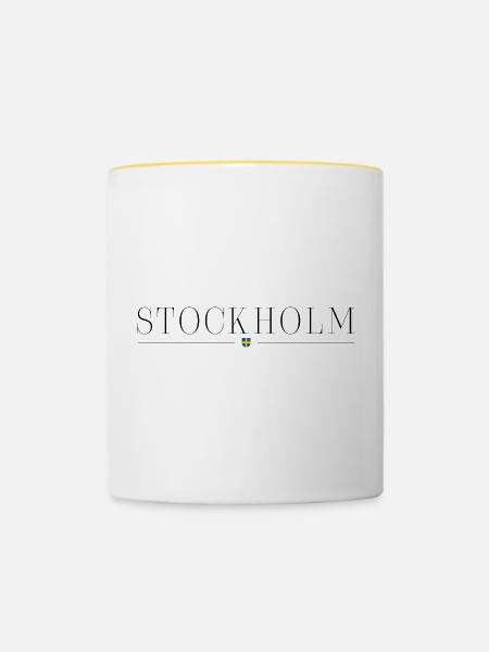 Ich liebe Stockholm - Tasse zweifarbig - Weiß/Gelb