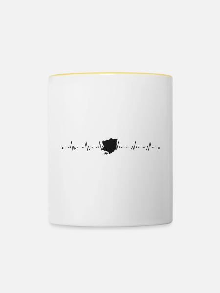 Klettern mit Herzschlag - Tasse zweifarbig - Weiß/Gelb