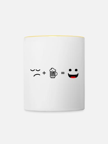 Kühne Froschgesicht-Popkunst - Tasse zweifarbig - Weiß/Gelb