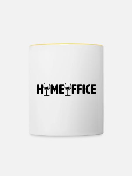 Homeoffice Weingläser - Tasse zweifarbig - Weiß/Gelb