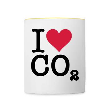 Je aime CO2 - Mug contrasté - blanc/jaune - Devant