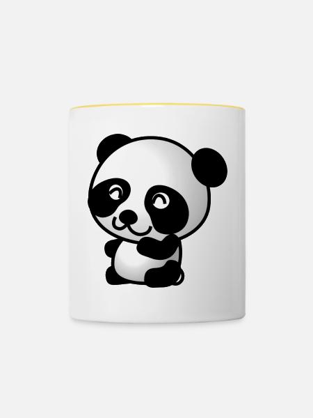Netter Panda - Tasse zweifarbig - Weiß/Gelb