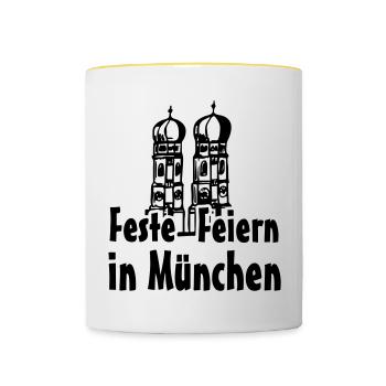 München Bayern Geschenk - Tasse zweifarbig - Weiß/Gelb - Vorne