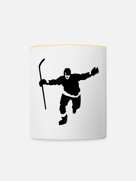 Eishockey - Tasse zweifarbig - Weiß/Gelb