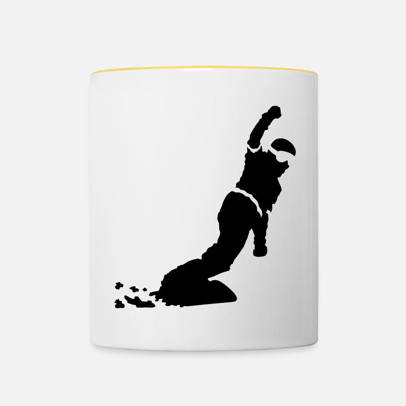 snowboarder - Mug contrasté - blanc/jaune