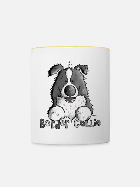 Süßer Border Collie - Hund - Tasse zweifarbig - Weiß/Gelb