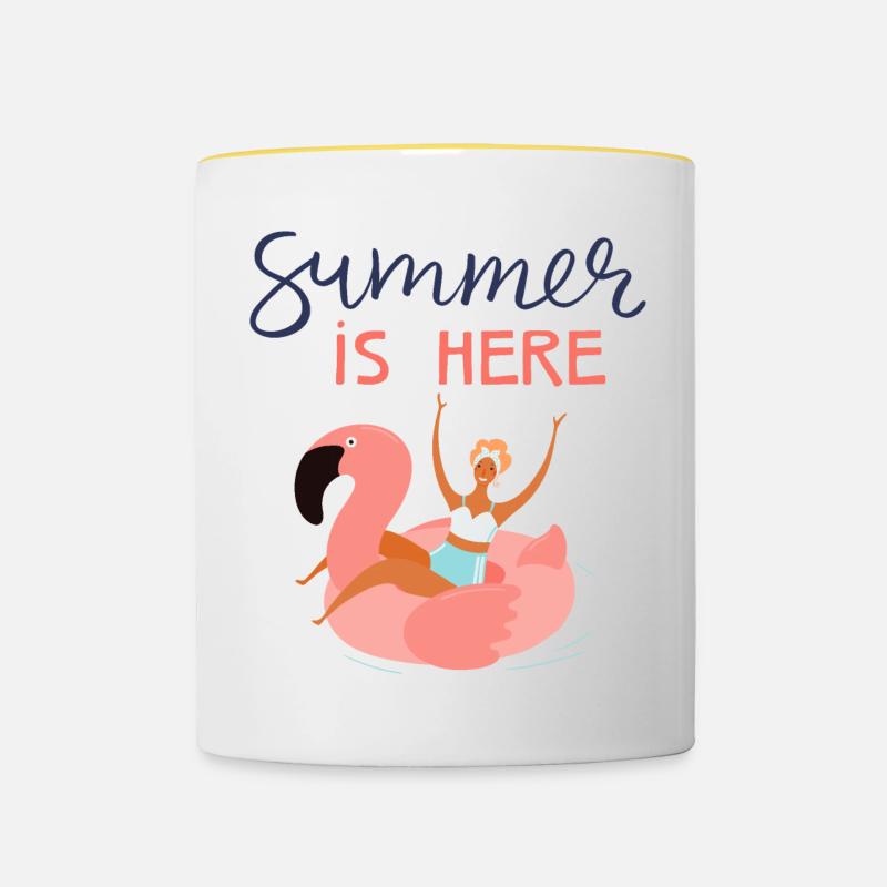 summer is here - Contrasting Mug - white/yellow