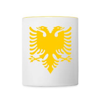 Albanian double head eagle Albania Albanians - Contrasting Mug - white/yellow - Front