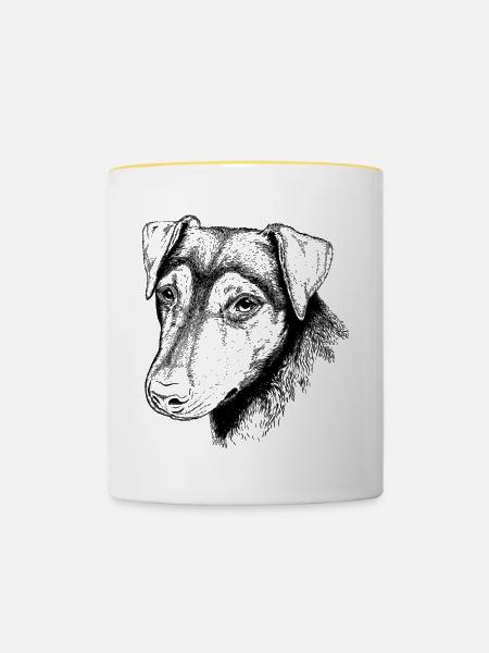 Terrier Portrait - Tasse zweifarbig - Weiß/Gelb