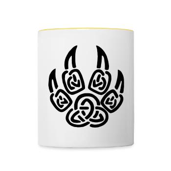 Black viking wolf claws - Contrasting Mug - white/yellow - Front
