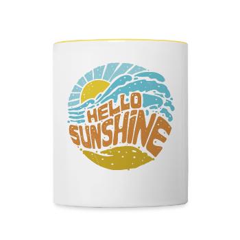 Hello Sunshine Waves Sunshine - Contrasting Mug - white/yellow - Front