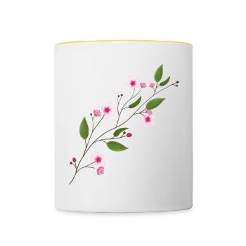 cherry blossom - Contrasting Mug - white/yellow - Front