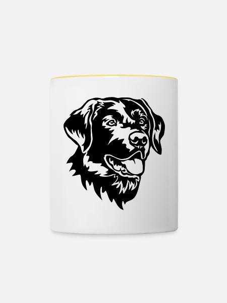 Labrador Kopf - Tasse zweifarbig - Weiß/Gelb