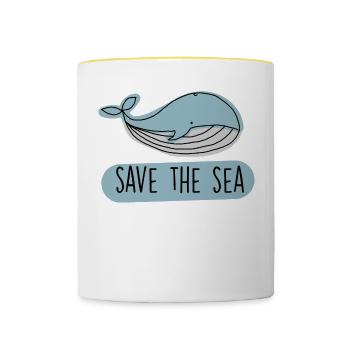 Sauver la mer - Protection de l’environnement et protection du milieu marin - Mug contrasté - blanc/jaune - Devant