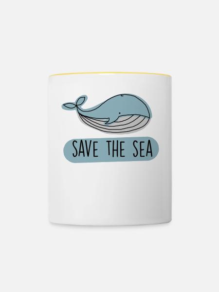 Save the sea - Environmental protection and marine protection - Contrasting Mug - white/yellow