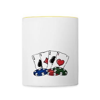 Meilleur acteur Drôle Poker Humour Joueur de Poker Joueur de Poker - Mug contrasté - blanc/jaune - Devant