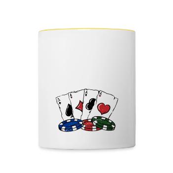 J’aurais frappé ce casino Poker Gambling Poker Player - Mug contrasté - blanc/jaune - Devant