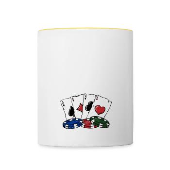 Bière Femmes Poker Casino Gambler Parieur Parieur - Mug contrasté - blanc/jaune - Devant