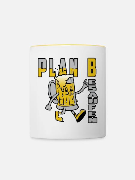 Plan B Besaufen - Tasse zweifarbig - Weiß/Gelb