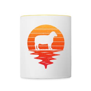 Retro t-shirt moutons mouton - Mug contrasté - blanc/jaune - Devant