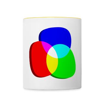 Roues chromatiques RGB excentriques - Mug contrasté - blanc/jaune - Devant