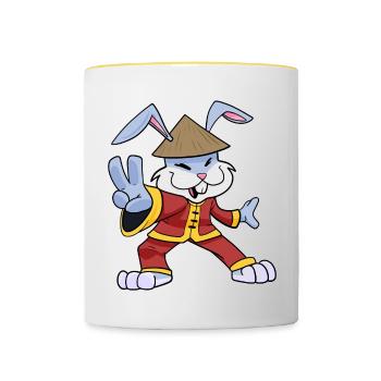 Joyeux Nouvel An chinois 2023 I Année du Lapin - Mug contrasté - blanc/jaune - Devant