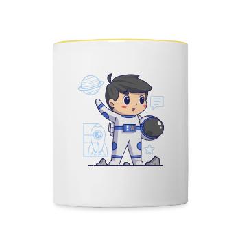 Space Travel Planets Astronomy Children Astronaut - Contrasting Mug - white/yellow - Front