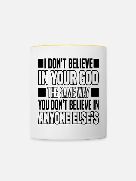 Atheismus - Tasse zweifarbig - Weiß/Gelb