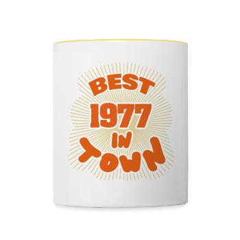 Best in Town born in 1977 - Tasse zweifarbig - Weiß/Gelb - Vorne