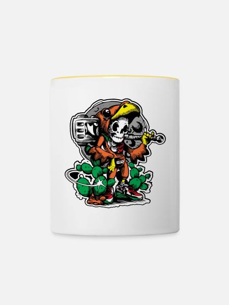 Aztekischer Krieger 2 - Tasse zweifarbig - Weiß/Gelb