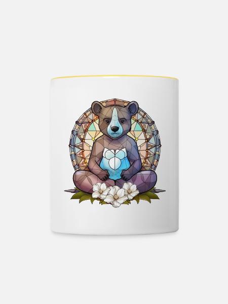 Yoga, Zen, Zen-Haltung - Tasse zweifarbig - Weiß/Gelb